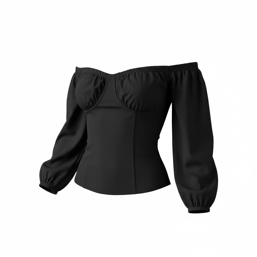 Topshop Womens Bengaline Off-the-shoulder Blouse Black‎ New Size 4